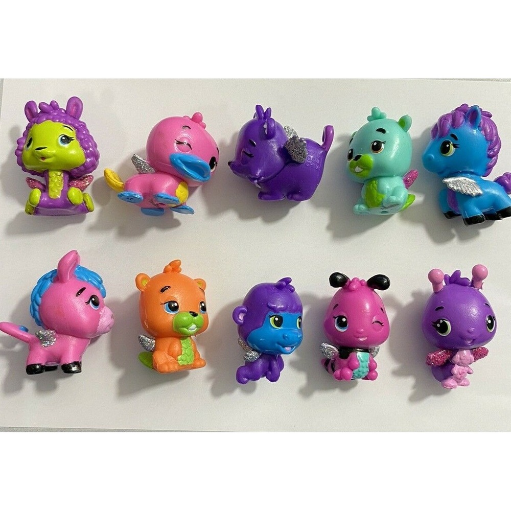 Lot 10 HATCHIMALS COLLEGGTIBLES Animals Mini Figure Toy Clear Glitter Wings